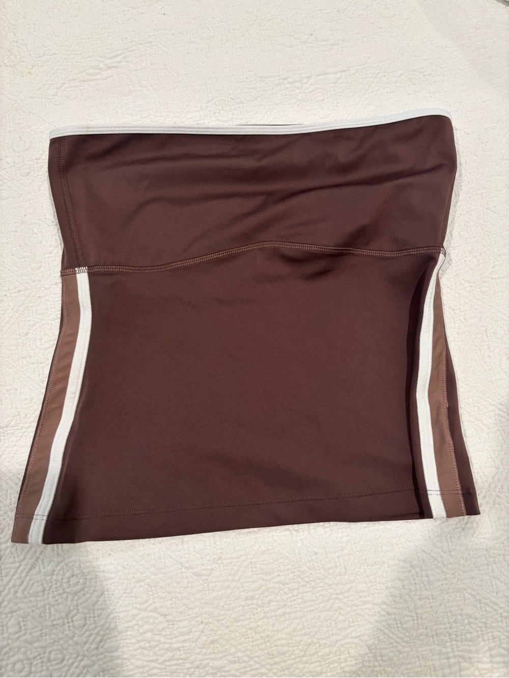 Gymshark Brown Tube Top with White Side Stripes